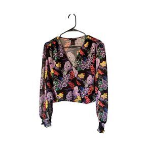 It's Pink Women's Shear Flora Flare Sleeve Crop Top